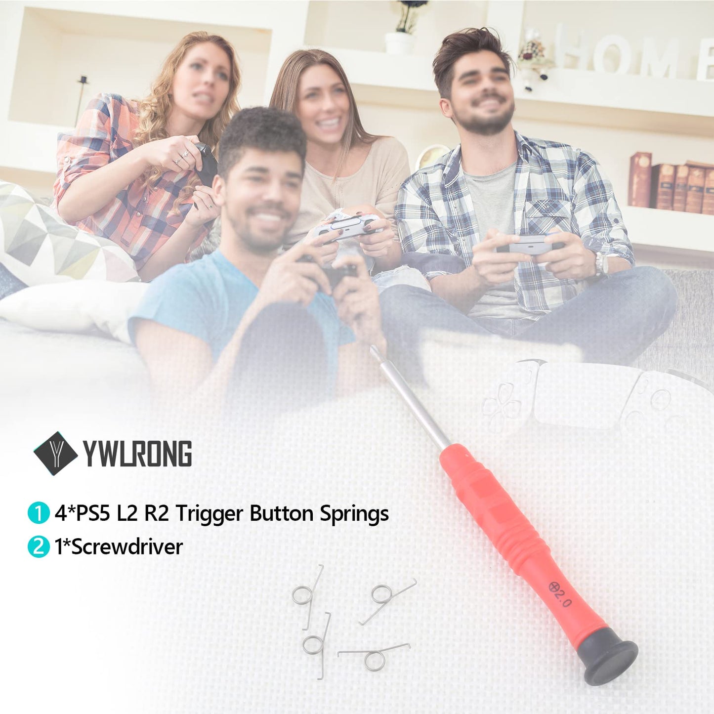 4Pcs for PS5 L2 R2 Trigger Button Springs for Sony PlayStation 5 PS5 Metal Trigger Keys Springs Controller Assembly Replacement with Screwdriver Tools