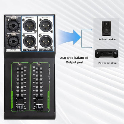 Passive Stereo Monitor Volume Controller, with Extended 70MM Fader Audio Volume Controller for Precise Level Adjustments