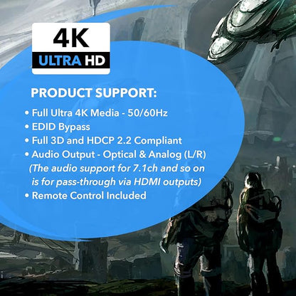 OREI 4K HDMI Matrix Switch 2 X 2, Switcher 18G UltraHD Supports Upto 4K @ 60Hz & 1080P IR EDID HDCP 2.- Remote Control (UHDS-202)