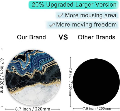 ITNRSIIET Round Mouse Pad with Stitched Edge Premium-Textured Waterproof Non-Slip Rubber Base Desktop Protection Mat Diameter 8.7 inches, Abstract Art Marble