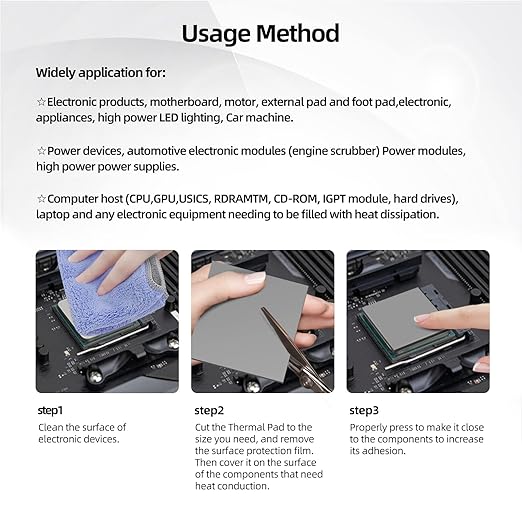 Maxtor Thermal Pad 14.8 W/mK, 85x45x3.0mm(3Pcs) Silicone Thermal Pads Non Conductive Heat-Sink Cooling Pad, Highly Efficient Heat Resistant Soft Pad for Laptop Heatsink/SSD/CPU/IC/LED Cooler