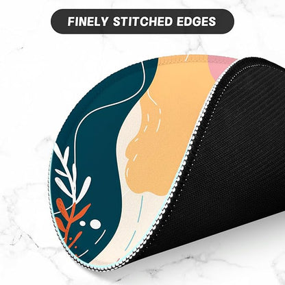 ITNRSIIET Round Mouse Pad with Stitched Edge Premium-Textured Waterproof Non-Slip Rubber Base Desktop Protection Mat Diameter 8.7 inches, Art Style Pattern