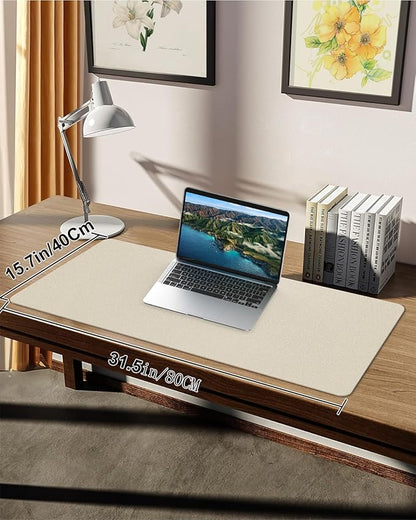 Small Desk Mat,Leather Desk Pad Protector,Desk Mouse pad,Office Desk mat,Laptop Mat for Desk, Non-Slip PU Leather Desk Blotter,Waterproof Desk Writing Pad for Office/Home(31.5"x15.7",Beige)