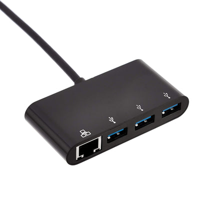 Amazon Basics 4-Port USB 3.0 Hub with 3 USB-A Ports & 1 RJ45 Gigabit Ethernet Port, High-Speed Network Adapter for Laptops, Black