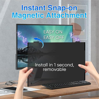 Magnetic Computer Privacy Screen 24 Inch, Removable Hanging Privacy Screen Shield for Frameless Monitor 16:9 Widescreen, Anti Blue Light Privacy Filter, Anti-Glare Protector
