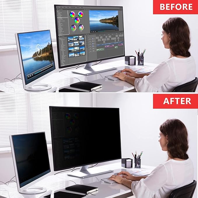 [2 Pack] 27 Inch Computer Privacy Screen Filter for 16:9 Aspect Ratio, Eye Protection, Anti-Glare, Anti-Blue Light Computer Monitor Privacy Filter, Removable Anti-Scratch 27in Protector Film