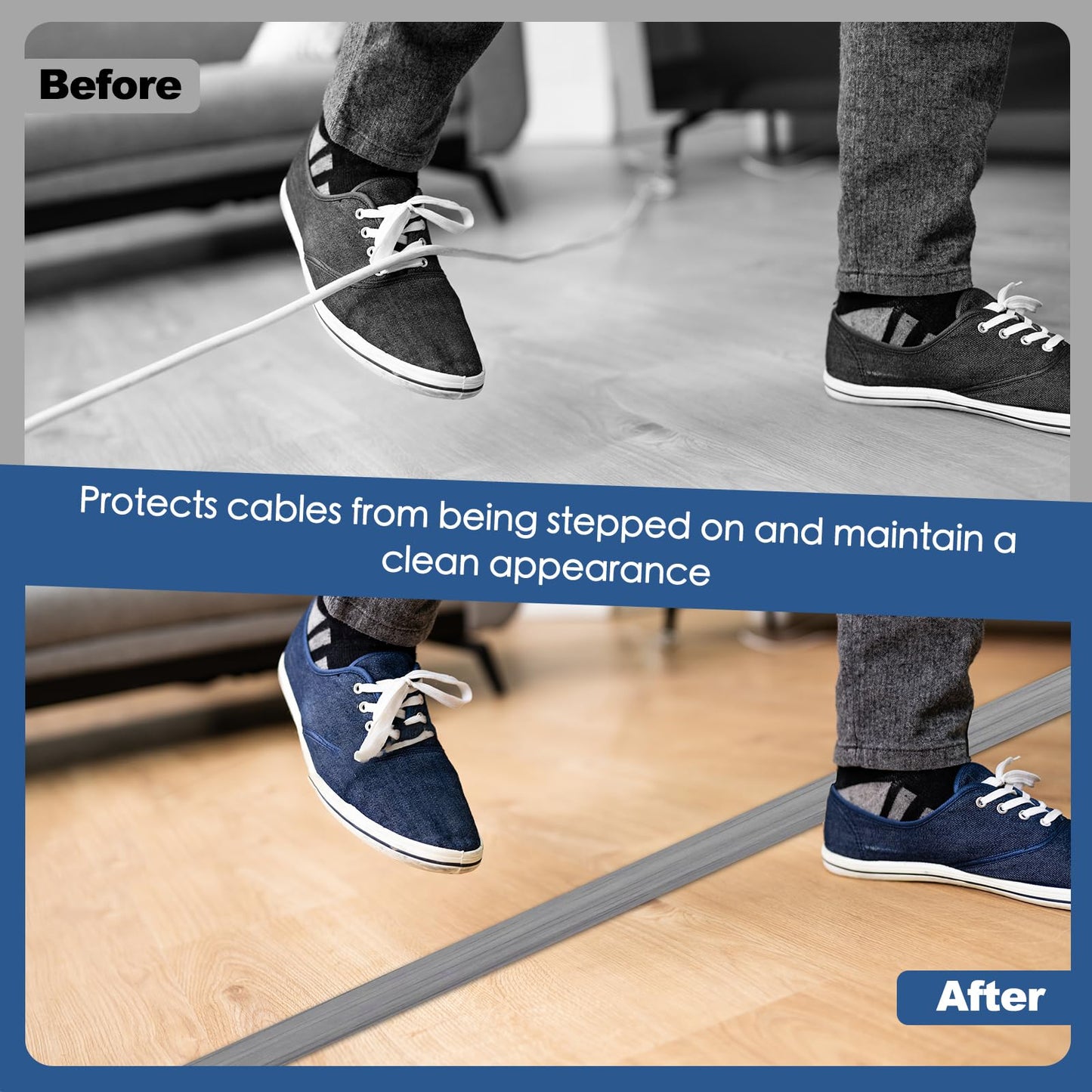 EYAYEN Floor Cord Cover for Wires on Floor Self Adhesive Cord Hider