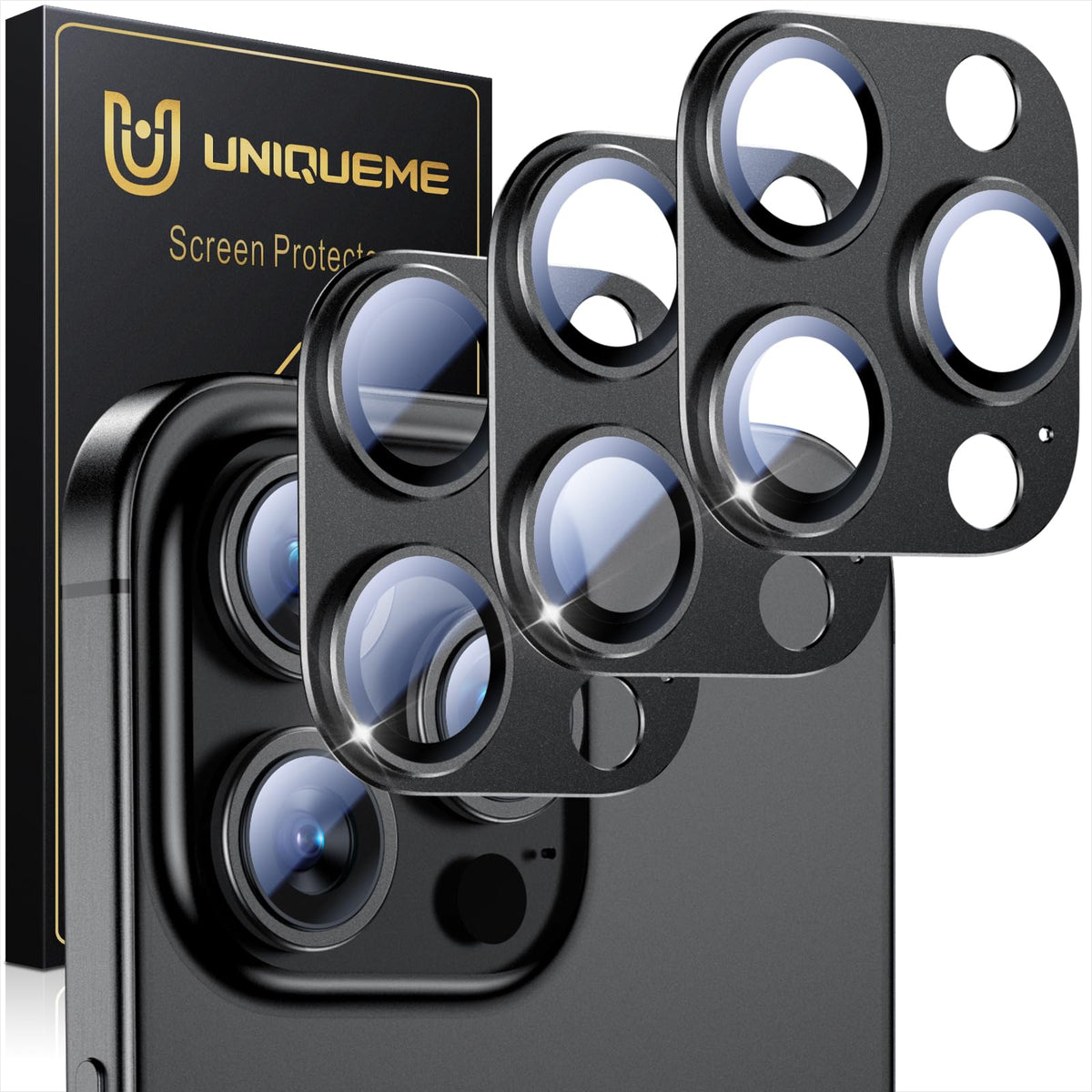UniqueMe for iPhone 13 6.1"/13 Mini 5.4" Camera Lens Protector-Black Circle