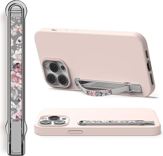 SleekStrip SleekGrip-Premium Ultra Thin Phone Grip Stand,Slim Metal Finger Loop Ring Hand Holder Strap Cell Phone Grips for iPhone 16 Pro Max,17,Android,Case Back - Chrome x Misty Rose