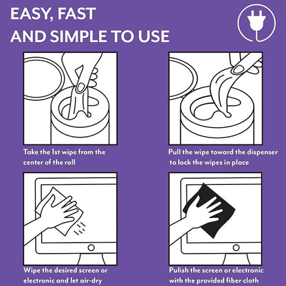 Swanky Cables Screen Cleaner Wipes: Electronic Wipes for Screens - Computer Screen Wipes for Lens, Phone, Tv Screen and Monitor Cleaning - Tech Wipes & Microfiber Cloth (Canister, 50 Count)