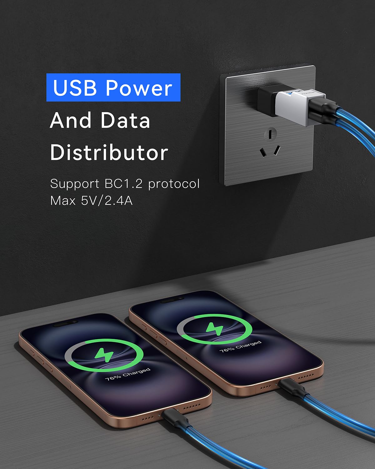 Mini USB Hub 3-Port USB Splitter 1 in 3 Out, Data USB Expander Adapter