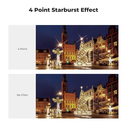 K&F CONCEPT 52mm Star Filters Kit (3pcs) 4 Points 6 Points 8 Points Cross Screen Starburst Filters Set -18 Layer Coating Ultra Slim Optical Glass Camera Lens Filter with 3 Cleaning Cloth