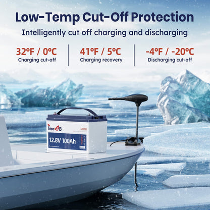 Timeusb 12V 100Ah Trolling Motors LiFePO4 Lithium Battery Group 31 with Low-Temp Protection, 15000 Deep Cycle Marine Batteries with 100A BMS Perfect for Marine,RV, Solar, Travel Trailer