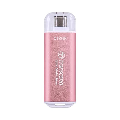 Transcend 512GB External SSD, USB 3.2 Gen2, Up to 1,050MB/s, Portable SSD with Type C, for Steam Deck, ROG Ally, MSI Claw, Windows & Mac, iPhone, iPad, Android, PS5, Xbox, Smart TV, Pink