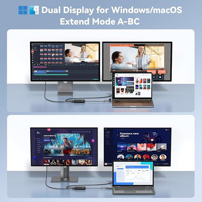 USB 3.0 Hub to Dual HDMI Adapter for MacBook Pro 2023 2022 2021 2020 2019 2018 2017 2016, 2 Monitor LIONWEI USB C or USB 3 Dongle with 4K HDMI for Mac, Windows, Thunderbolt 3/4 USB Device