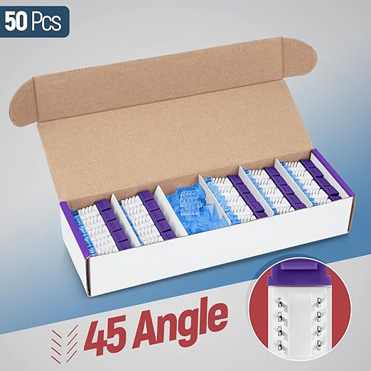 Everest 45° Angled RJ45 Cat5e Keystone Jacks 50-Pack in Purple - Slim Profile Female RJ45 Connectors - Cat 5e Keystone Jack - Compatible with 45° Angled Speed Termination Tool - 45Term (B0BL3GS7ZY)