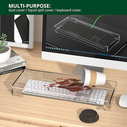 BOSSCASA Acrylic Computer Keyboard Cover, Mechanical Keyboard Dust Cover PC Keyboard Cat Protector, Cat Keyboard Protector (2 Pack, Clear)