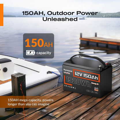 12V 150Ah LiFePO4 Lithium Battery BCI Group31 Bluetooth 2Pack,Built-in 110A BMS, Deep Cycle Battery for Solar, RV, Marine, Off-Grid Applications - 15000+ Life Cycles, Safe & Lightweight