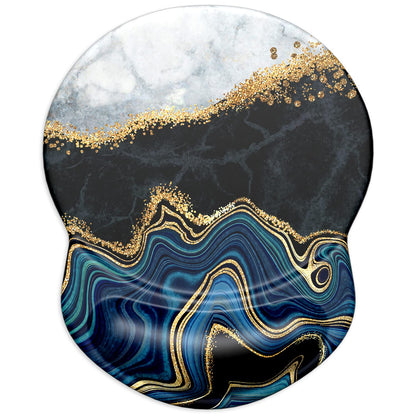 ITNRSIIET Ergonomic Mouse Pad with Gel Wrist Support Small Wrist Rest Smooth Surface Non-Slip PU Base Comfortable Office Supplies Pain Relief, 8.7 x 7.2 inches, Abstract Art Marble
