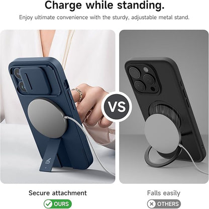 SURITCH for iPhone 13 Pro Case with Magnetic Camera Slide Cover and Adjustable Kickstand, Compatible with MagSafe, Shockproof Bumper Case Slim Protective Cover for iPhone 13 Pro 6.1 Inch, Blue
