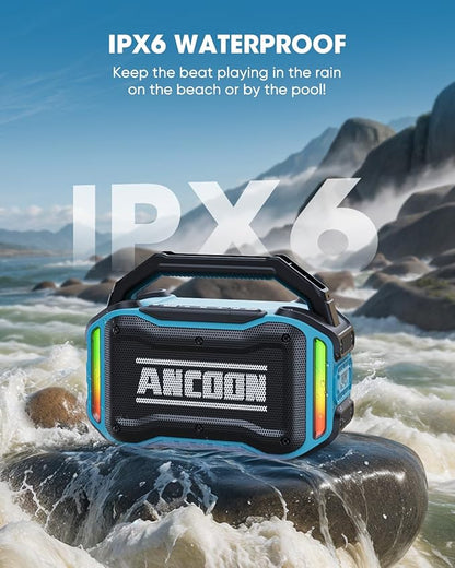 Speakers Bluetooth Wireless: 80W(Peak) Loud Speaker with Bass, 20H Playtime, IPX6 Waterproof, Large Jobsite Speakers for Work, Outdoor, Workshop, Garage, Portable Speaker with TWS (Sky Blue)