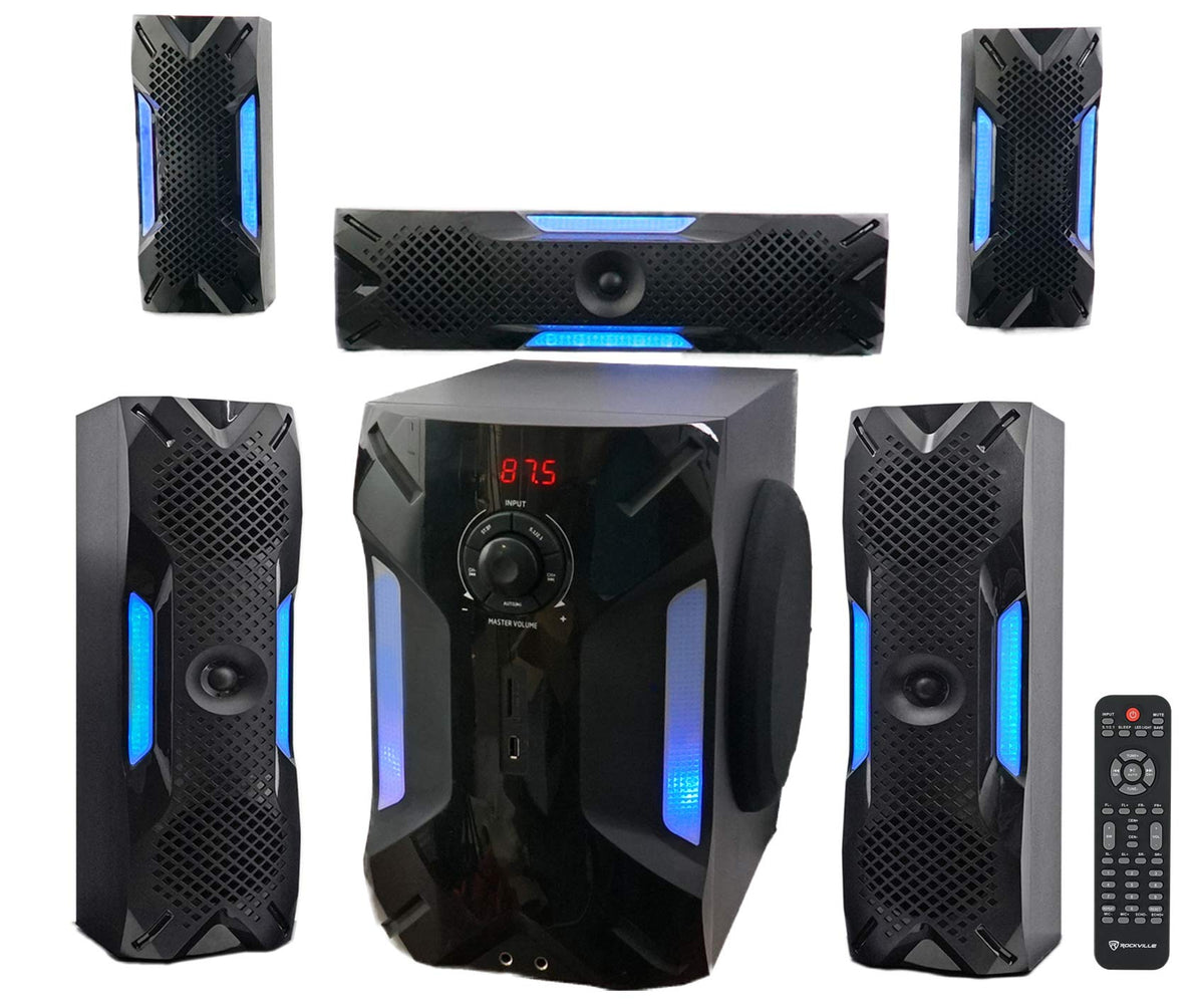 Rockville HTS56 5.1-Channel Bluetooth Home Theater System, 8" Subwoofer