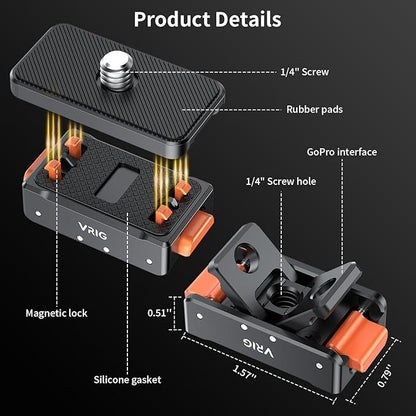 VRIG Magnetic Base for Insta360 Ace/Ace Pro Magnetic Quick Release Adapter Tripod Adapter Mount with Ace Pro/Ace/ X3/ X4/ X5/ ONE RS 1 inch 360 Degree Version/ONE RS Twin/ONE X2