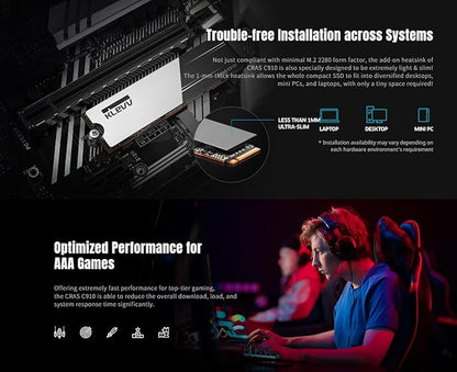 KLEVV CRAS C910 4TB M.2 2280 NVMe PCIe Gen4x4 Laptop & Desktop Internal SSD Heatsink Included, up to 5200MB/s (K04TBM2SP0-C91)