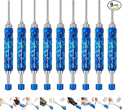 JRready ST5289 Tube Type Ejector Rod Contact Pin Extraction Tool for Molex .062" & .093”/HARTING/TE Heavy Duty/Weather Pack/AMP 4.2/6.35/2.13/CPC/RT360 Contacts, Terminal Insertion Toolsl, 9PCS