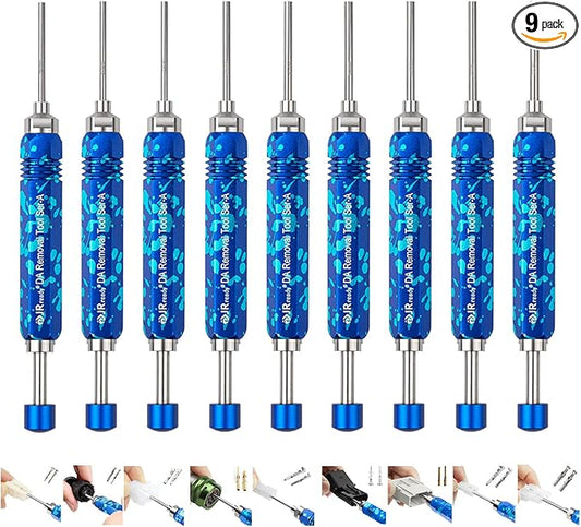 JRready ST5289 Tube Type Ejector Rod Contact Pin Extraction Tool for Molex .062" & .093”/HARTING/TE Heavy Duty/Weather Pack/AMP 4.2/6.35/2.13/CPC/RT360 Contacts, Terminal Insertion Toolsl, 9PCS