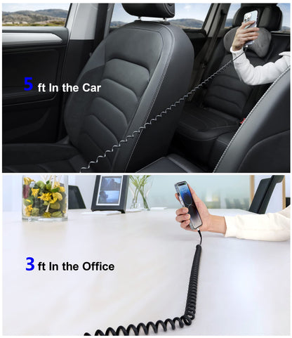 PRAKIE iPhone Charger Cable for Car (3FT/5FT), 2Pack Coiled Lightning Cable