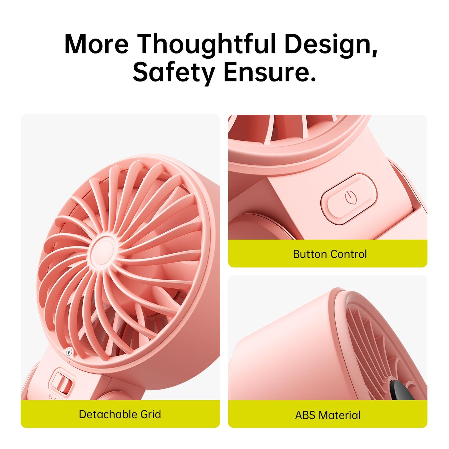 JISULIFE Portable Handheld Fan Life7: 3-in-1 Hand, Desk & Neck Fan-Pink