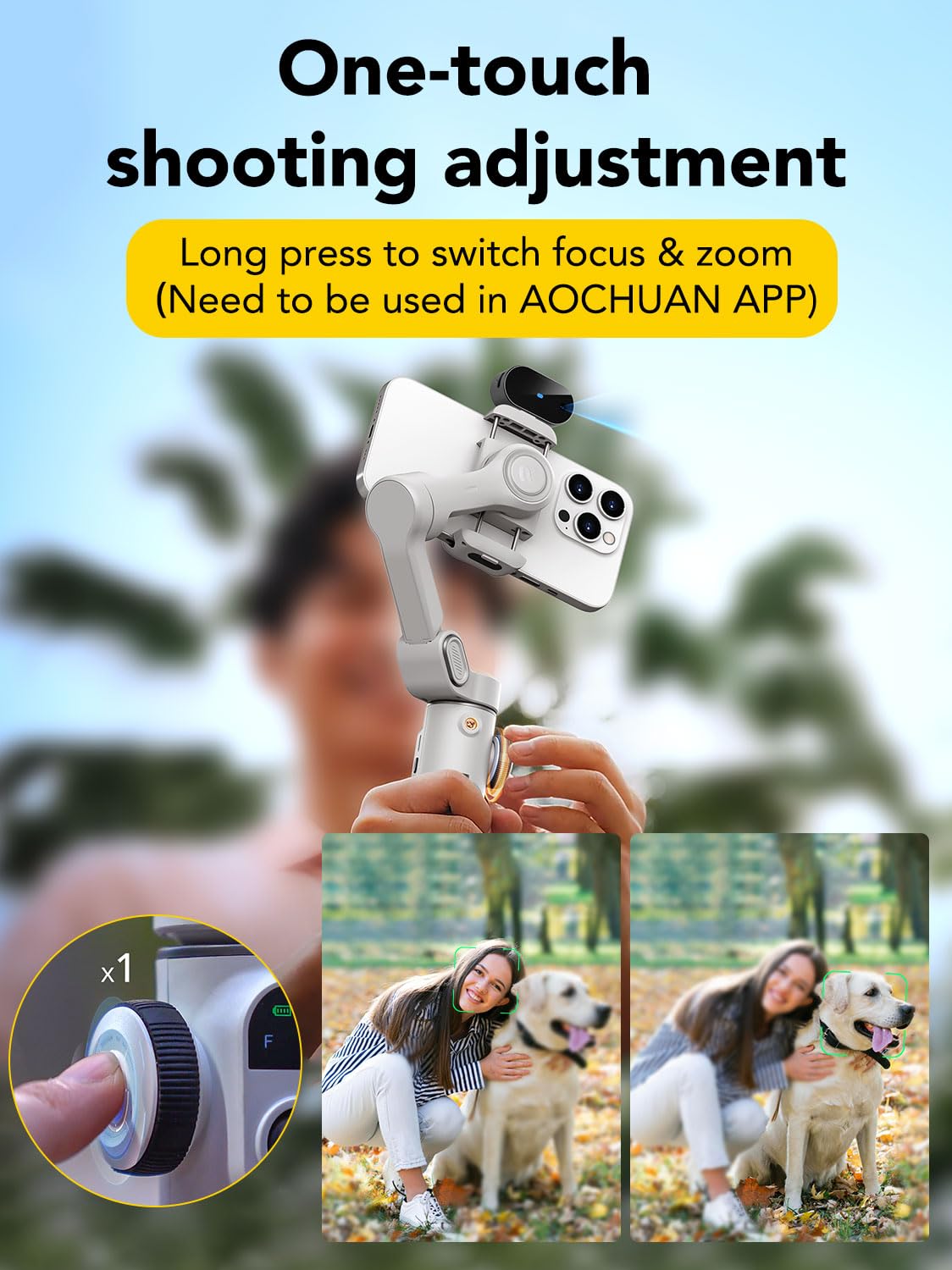 AOCHUAN Gimbal Stabilizer for Smartphone,NO APP Tracking,20CM Extension Rod,Face & Object Tracking stabilizer for iPhone & Android,3-Axis OLED Gimbal for Video Recording-AOCHUAN Smart X2AI Black