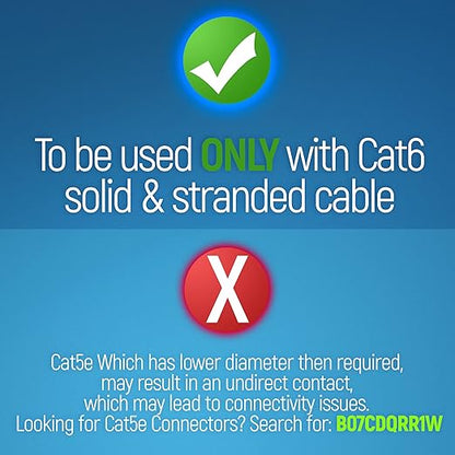 GTZ RJ45 Cat6 Pass Through Connectors and Strain Relief Boots - Pack of 100/100 - EZ to Crimp Modular Plug for Solid or Stranded UTP Network Cable