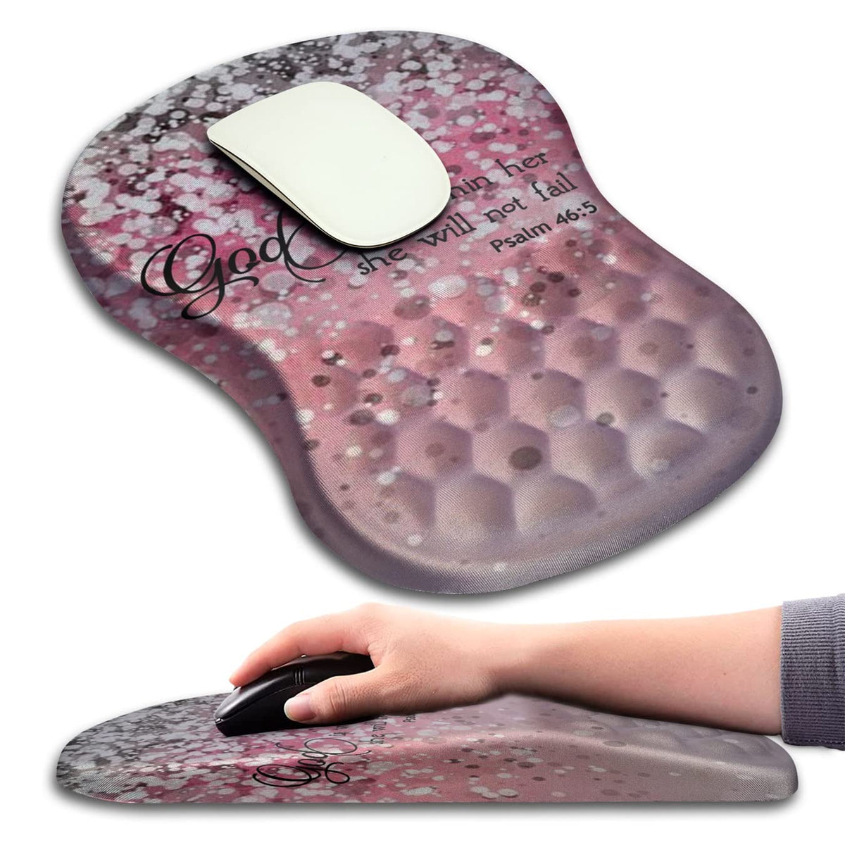 KUOSGM Mouse Pad Wrist Support, Ergonomic Mouse Pad with Massage Dot, Comfortable Computer Mouse Pad for Laptop, Wrist Rest Pain Relief Mousepad with Non-Slip PU Base for Office & Home, 12 x 8 in