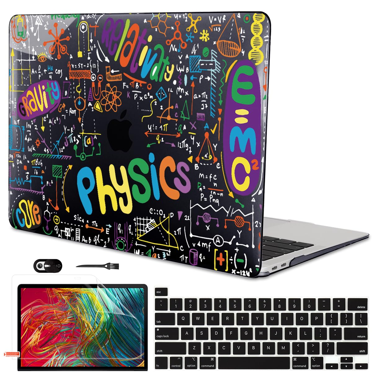 LCMOCICO for MacBook Pro 13 Inch Case 2022 M2 2020 2021 A2338 M1 A2251 A2289 with Touch Bar & Touch ID, Plastic Hard Case Keyboard Cover Screen Protector Webcam Cover Brush, Tropical Blue Flowers
