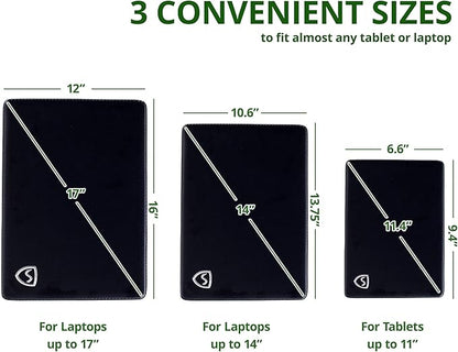Shield Your Body - Laptop Lap Pad with SaferBody™, Anti Radiation Shield & Heat Shield Pad, EMF Blocker Laptop Pad for Up to 14in.Wide Device (13.8 x 10.7 inches), Jet Black PU Leather Color