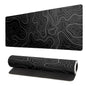 Topographic Contour Black Gaming Mouse Pad XL Geographic Map Lines Extended Big Large Desk Mat Non-Slip Rubber Base Stitched Edge Long Keyboard Mousepad for PC Computer Laptop,31.5x11.8 Inch