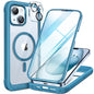 Miracase for iPhone 13 Case 6.1'',Full-Body Magnetic Clear Bumper Case with Built-in 9H Tempered Glass Screen Protector,Military Drop Protection Outdoor Phone Case — iPhone 15 Plus