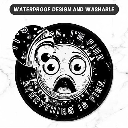 ITNRSIIET Round Mouse Pad with Stitched Edge Premium-Textured Waterproof Non-Slip Rubber Base Desktop Protection Mat Diameter 8.7 inches, Surprised