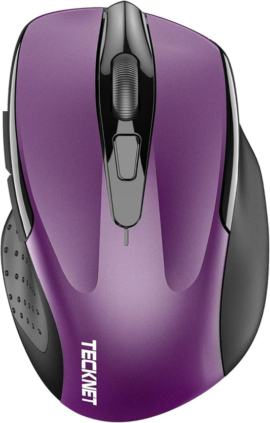 TECKNET Wireless Mouse, BT 5.0/2.4G, Silent 4800 DPI 6 Buttons, Purple
