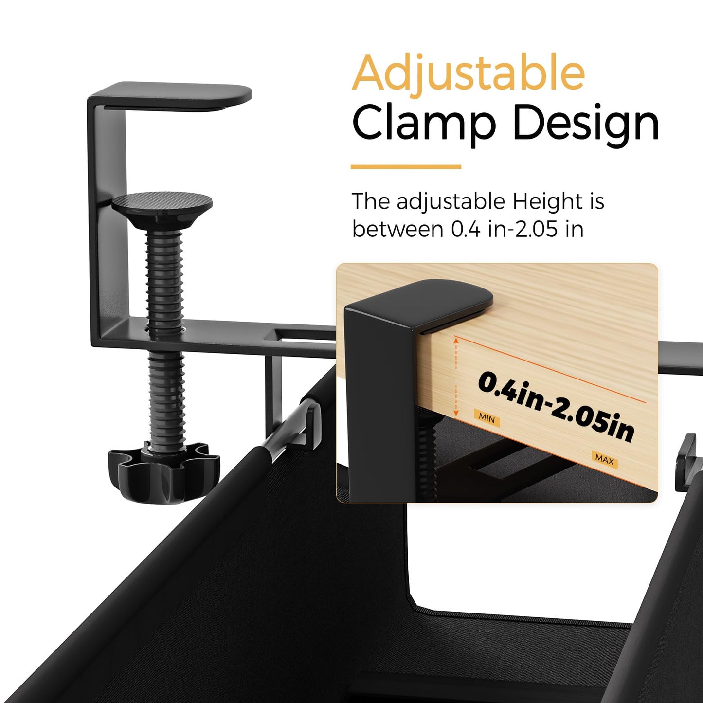Under Desk Cable Management Tray 39.7" - No Drill Computer Wire Organizer Cable Tray, Cord Hider Clamp Mount with 16X Cable Ties PC Cables Management Cord Holder for Office/Home (Upgrade Fabric,Black)