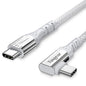 Fasgear 100W USB C to Type C 90 Degree Cable 3ft, USB 3.1 Gen 2 10Gbps Data 5A Power Delivery (PD) with E-Marker Compatible for Link,VR Headset,PD Docking Station,HHD,MacBook,4K Displays Grey