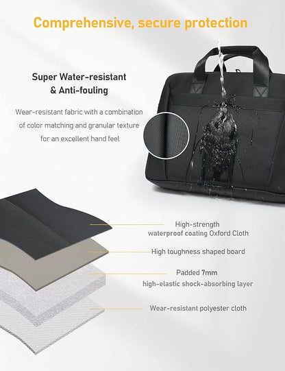 15-16 Inch Laptop Shoulder Bag Business Briefcase Water Resistant Computer Messenger Bags Compatible with MacBook Pro 16, MacBook Air 15 M4, HP, Dell, ASUS Notebook, Black