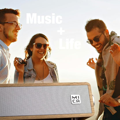 MICA Computer Speakers, Wired Computer Sound Bar, Wooden Mini Soundbar, USB Powered PC Speakers 3.5mm AUX & PC Input (Yellow)