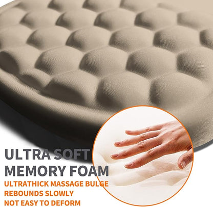 Ergonomic Joint Wrist Support Mouse Pad with Memory Foam Cushion Massage Bump, Carpal Tunnel Pain Relief Mousepad Slope Design for Wrist Rest, 11.8x7.9 in, Apricot