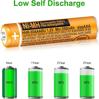4 Pack HHR-55AAABU NI-MH Rechargeable Battery for Panasonic 1.2V 550mAh AAA Battery for Cordless Phones