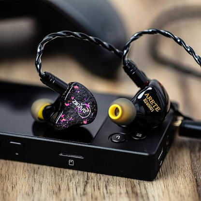 Linsoul ZiiGaat x Fresh Reviews Arete in Ear Monitor, 1DD+4BA Hybrid Earphone IEM, Wired Gaming Earbuds, Studio Monitor Tunning, with Detachable IEM Cable for Musician Audiophile(Black)