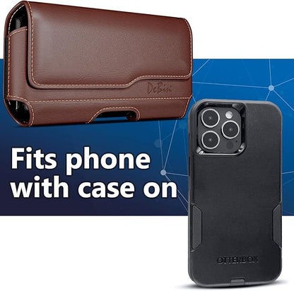 DeBin Case for Galaxy S25 S24 5G S23, S22, S21, S20, S10, S9, A10e, A01, Note 10, Cell Phone Belt Holster Clip Pouch Holder Cover (Fits Samsung with Otterbox Commuter Case) Brown