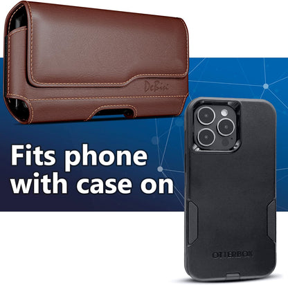 DeBin Case for Galaxy A15 A16 A17 A25 A35 A55 A54 A53 A52 A20 Note 20 10+ S25 FE S24 FE S23 FE, Cell Phone Belt Holder Holster Clip Pouch Cover (Fits Samsung Phone with Otterbox Case) Brown